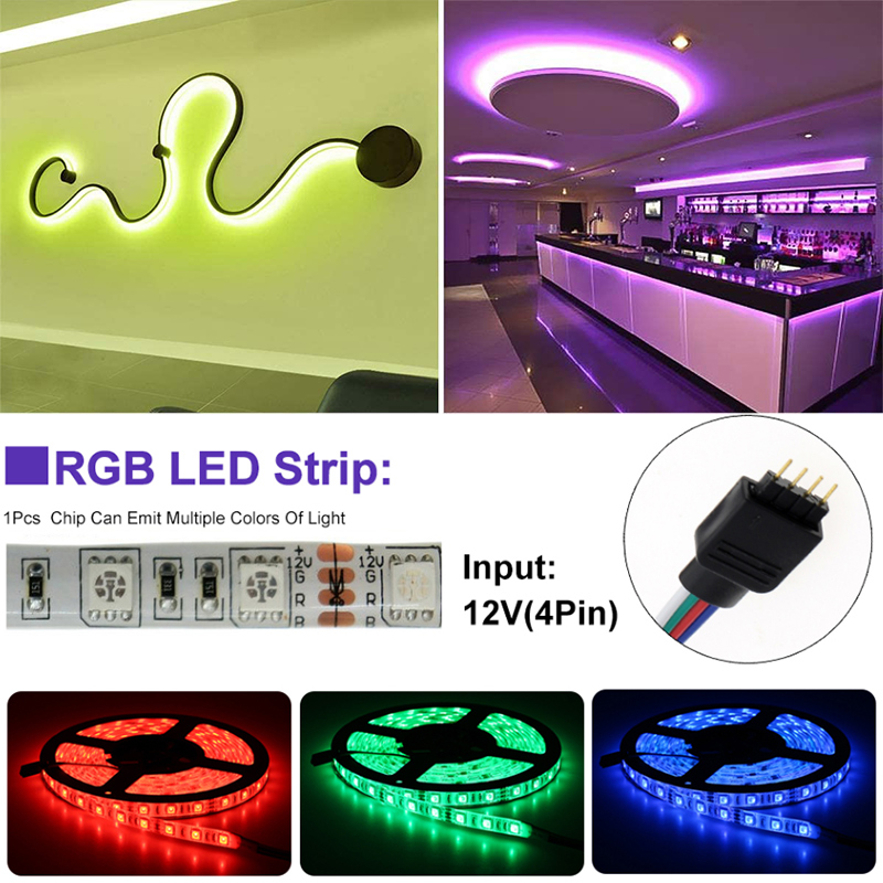 16.4ft Color Changing LED Strip Lights Kit, RF Remote Control 16.4ft Color Changing LED Strip Lights Kit, RF Remote Control